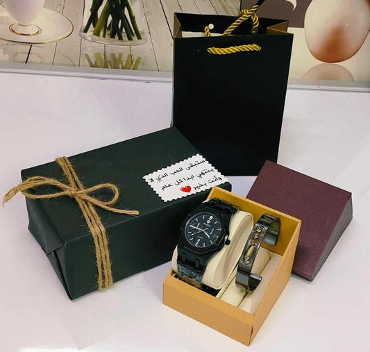 هدايا تخرج ساعة مع اسوارة رجالي